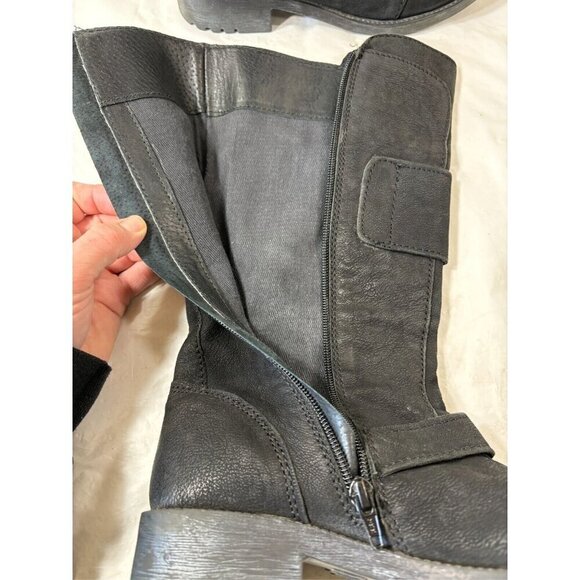 MIA Aleshia Tall Black Suede Knee High Boot w Buckles Zip biker Size 8.5 - Picture 12 of 14